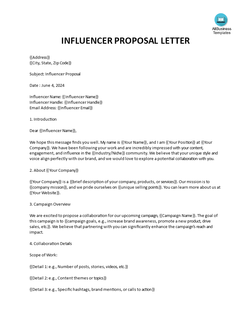 Influencer Proposal Template main image