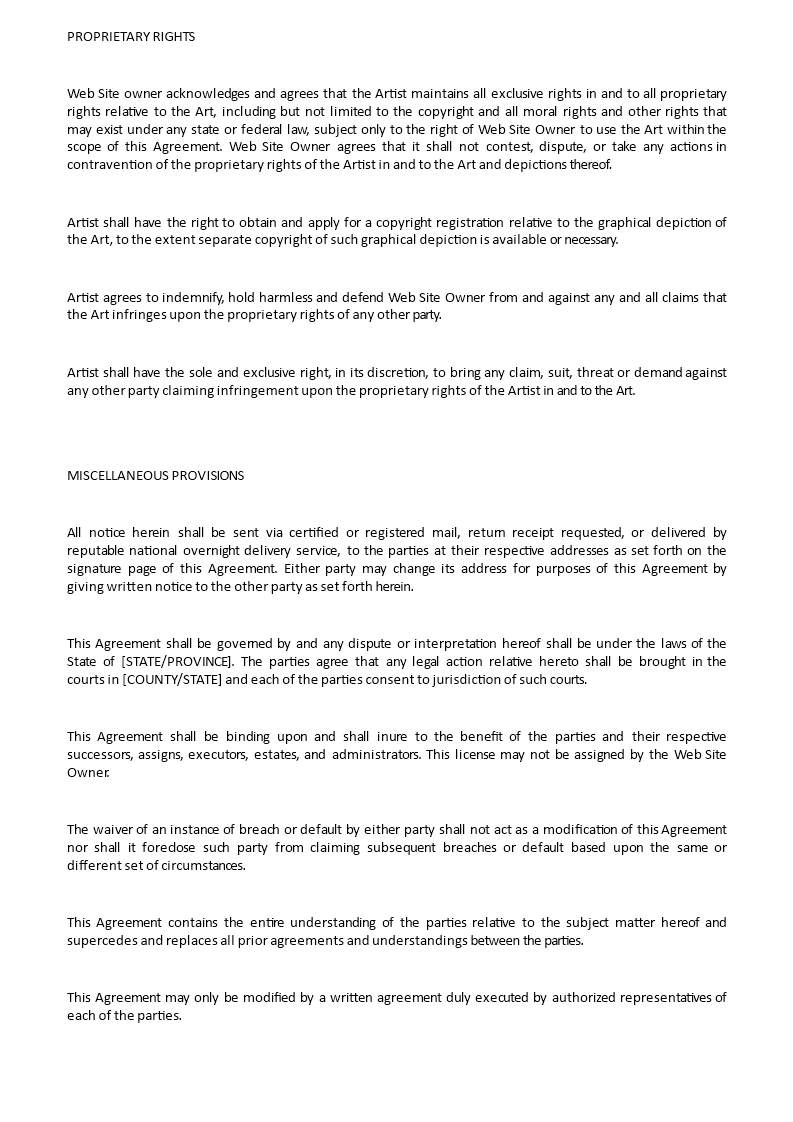 Art License Agreement Template