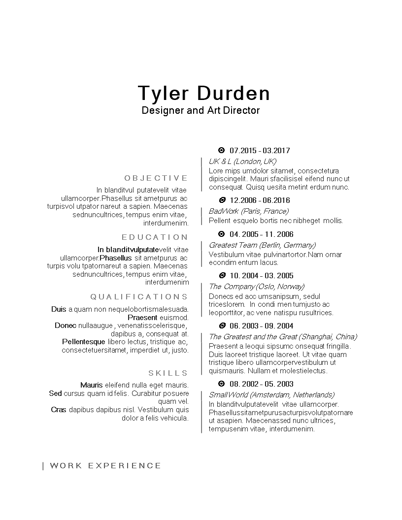 creative design art director resume template