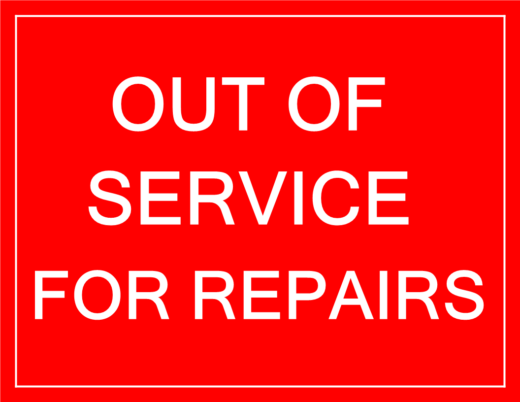 out of service sign in red color voorbeeld afbeelding 