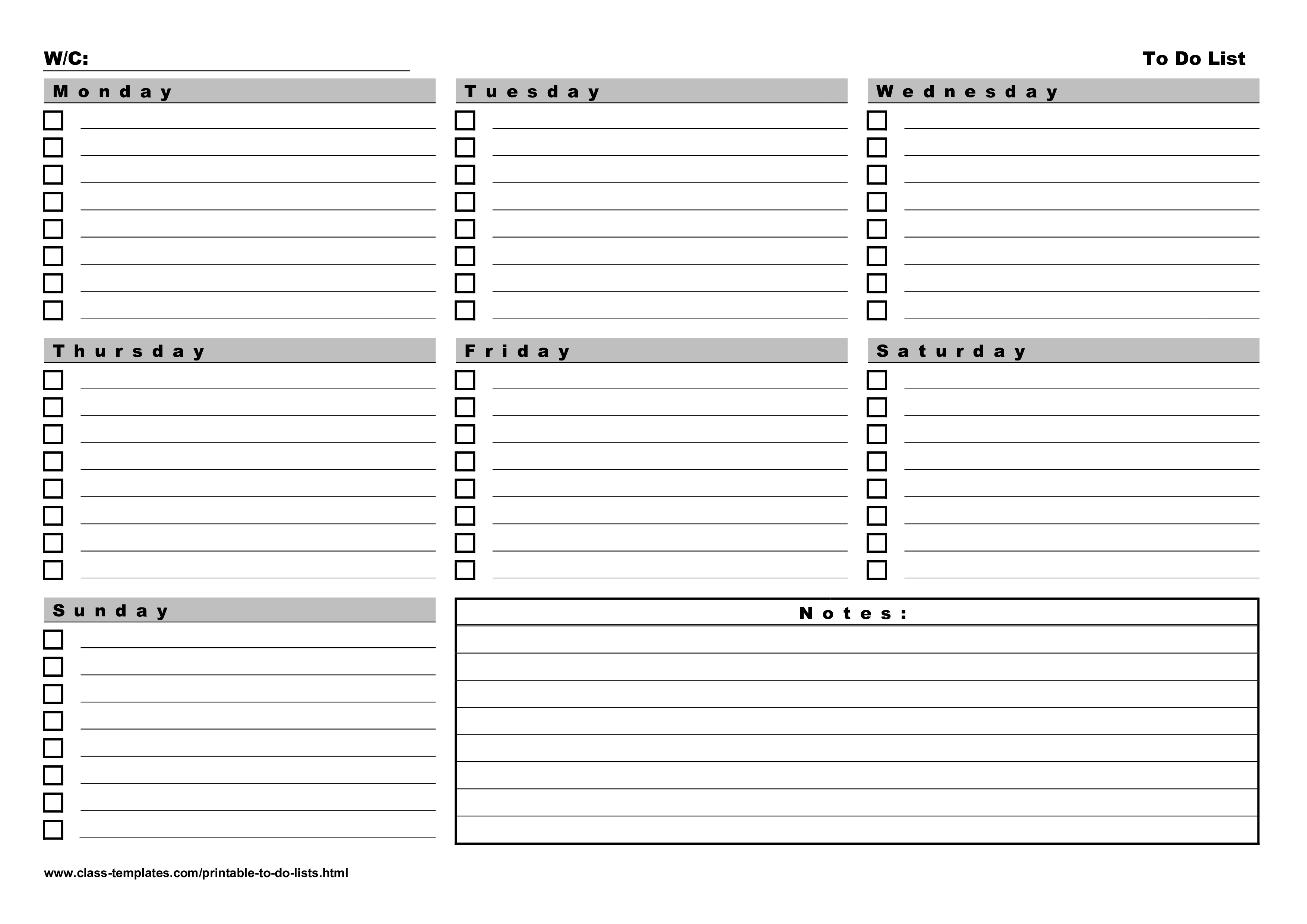 Kostenloses To-Do List 20 days a week landscape Regarding Blank To Do List Template