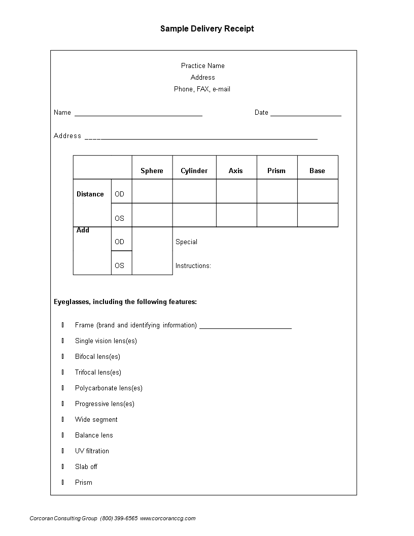 blank delivery receipt template