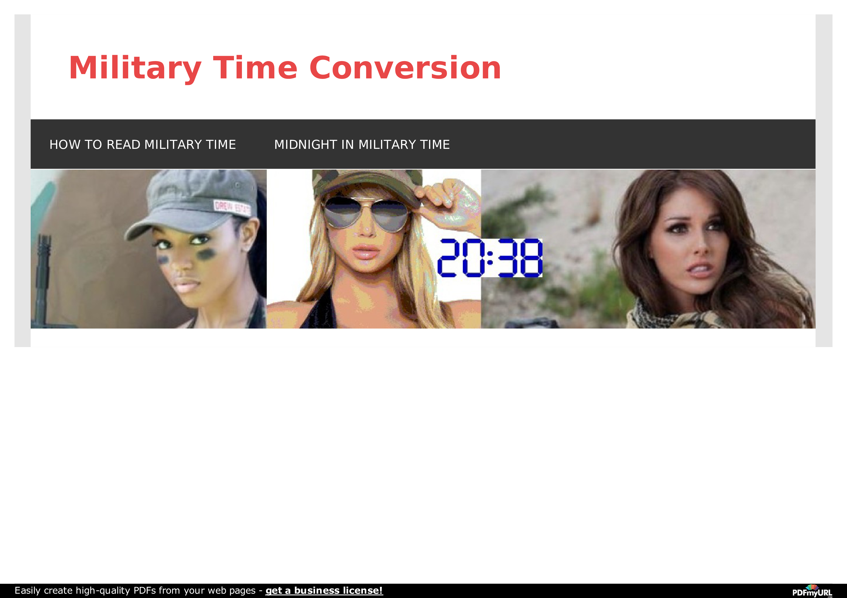 military minute time conversion chart template