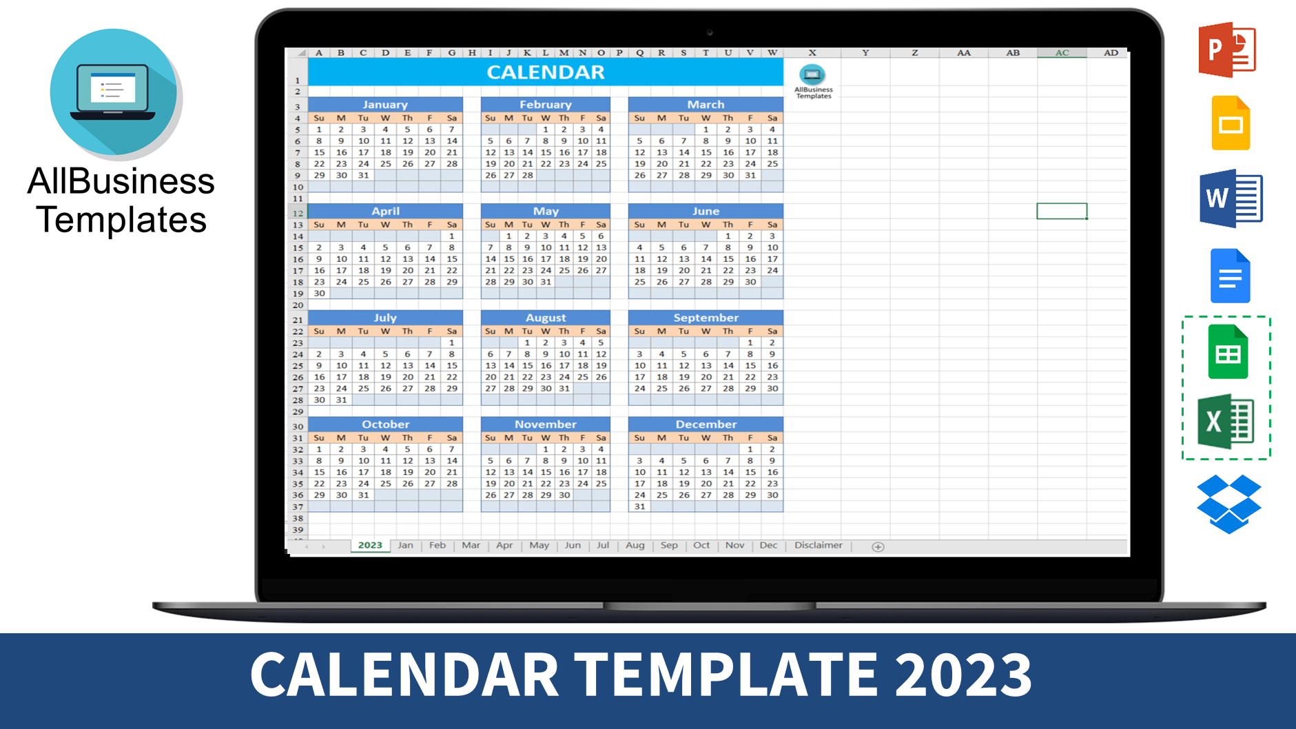 calendar template 2023 voorbeeld afbeelding 