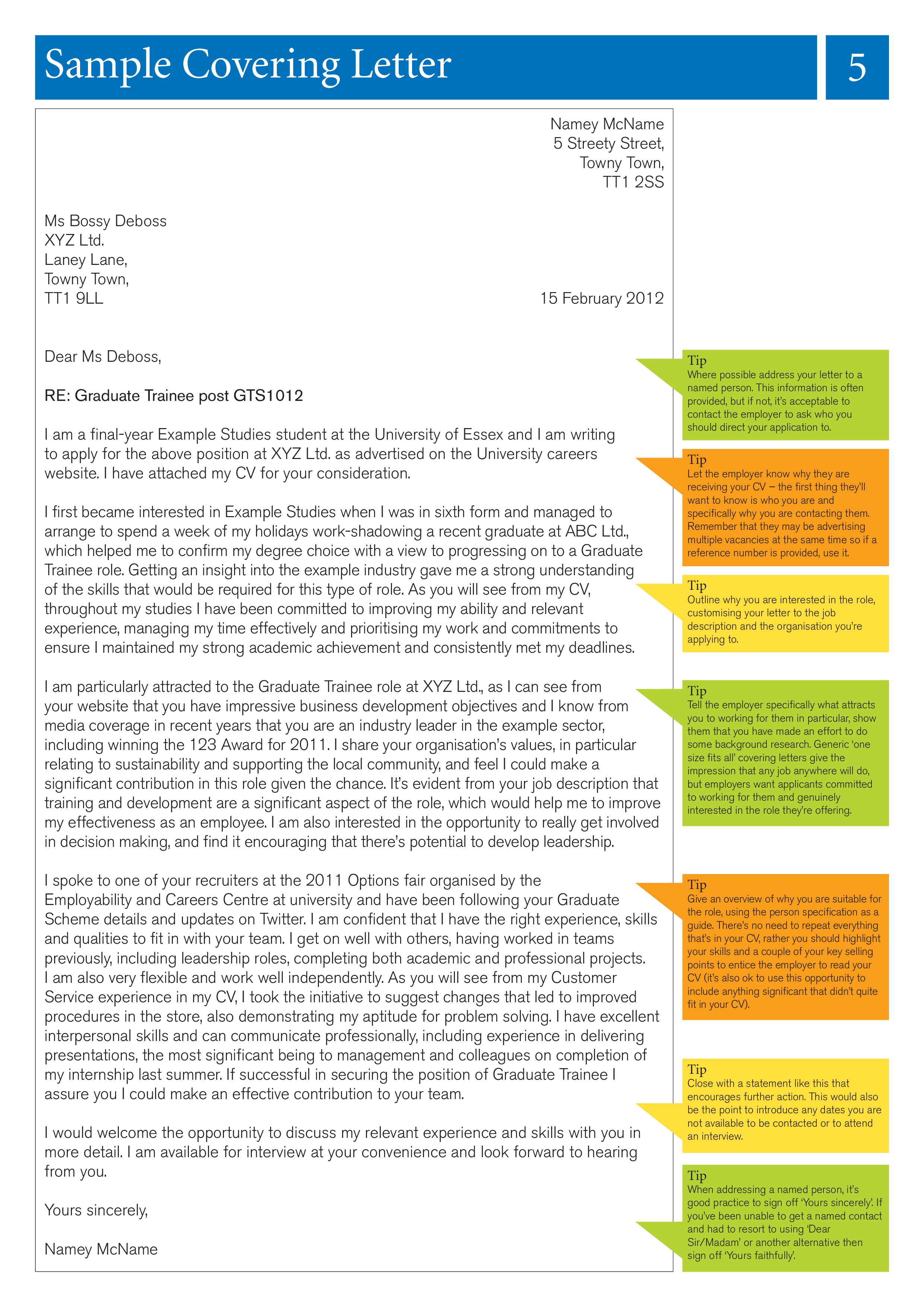 graduate trainee application letter format template