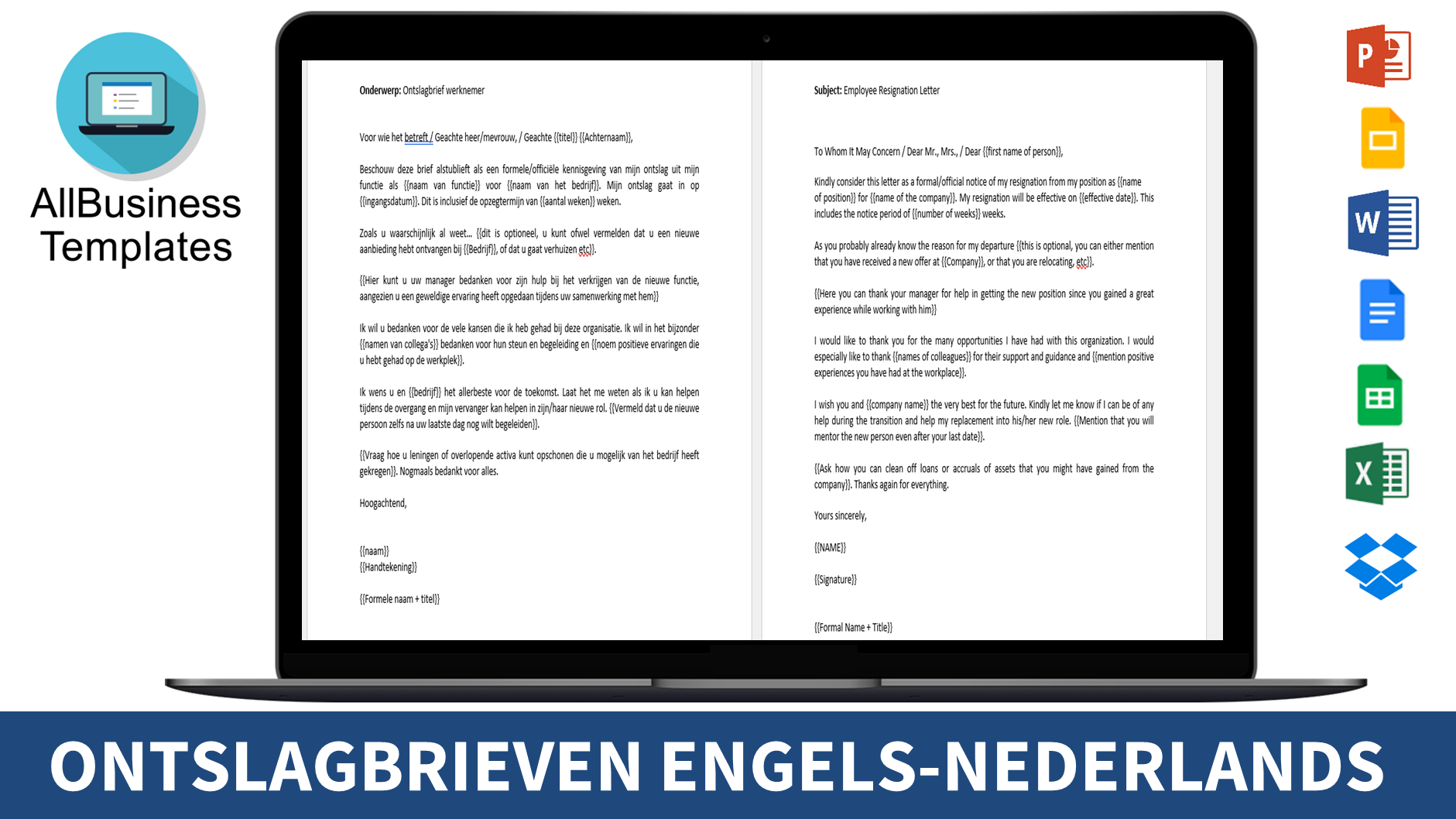 respectvolle formele ontslagbrief template voorbeeld afbeelding 