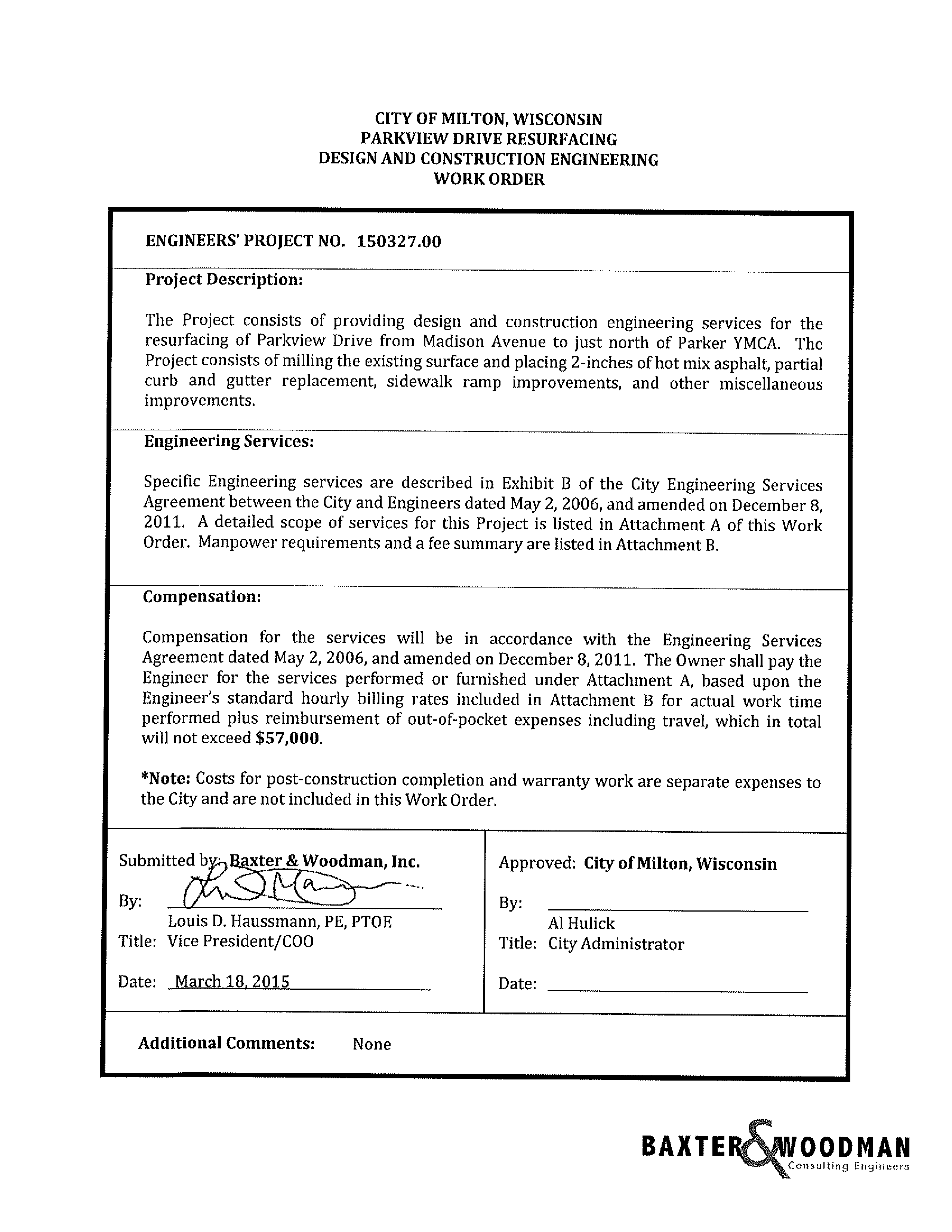 construction engineering work order template