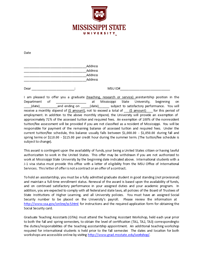 contract offer acceptance letter template