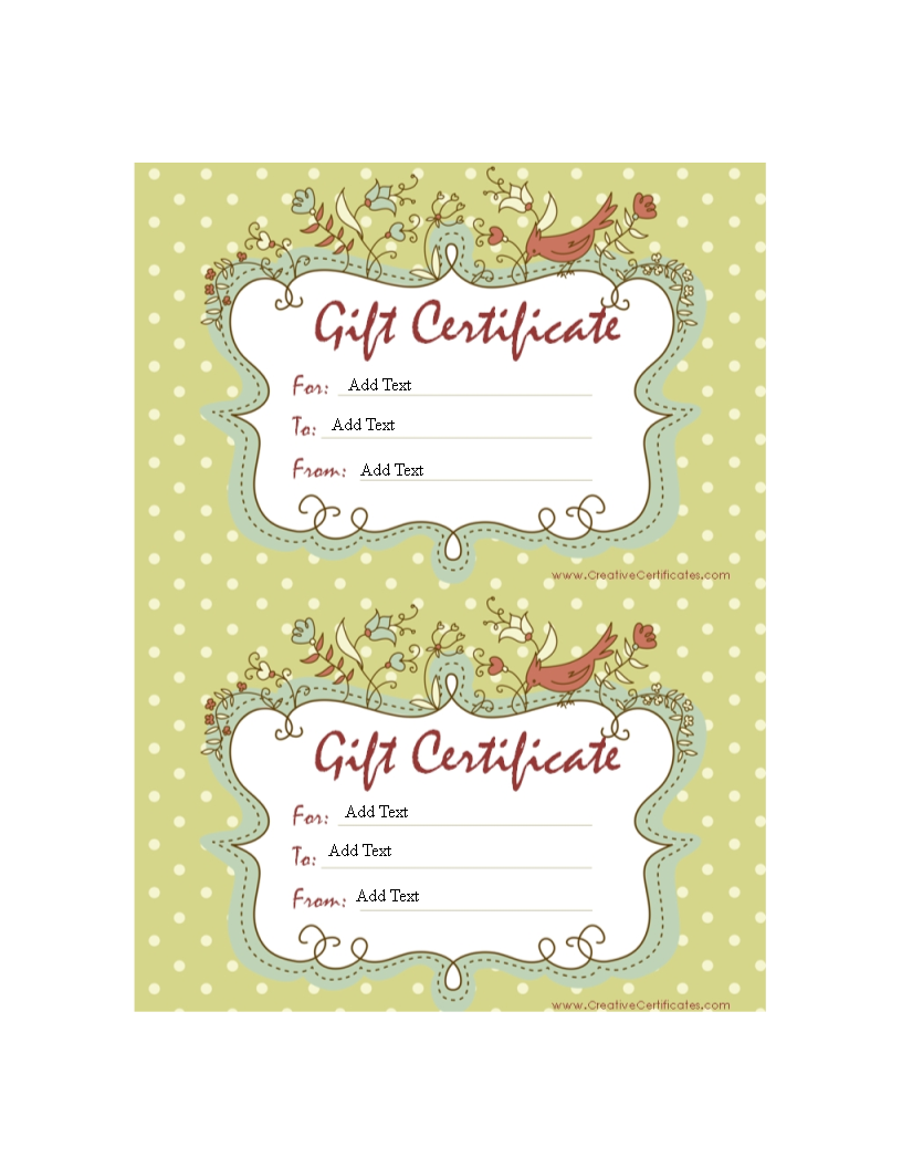 Homemade Gift Certificate Word 模板