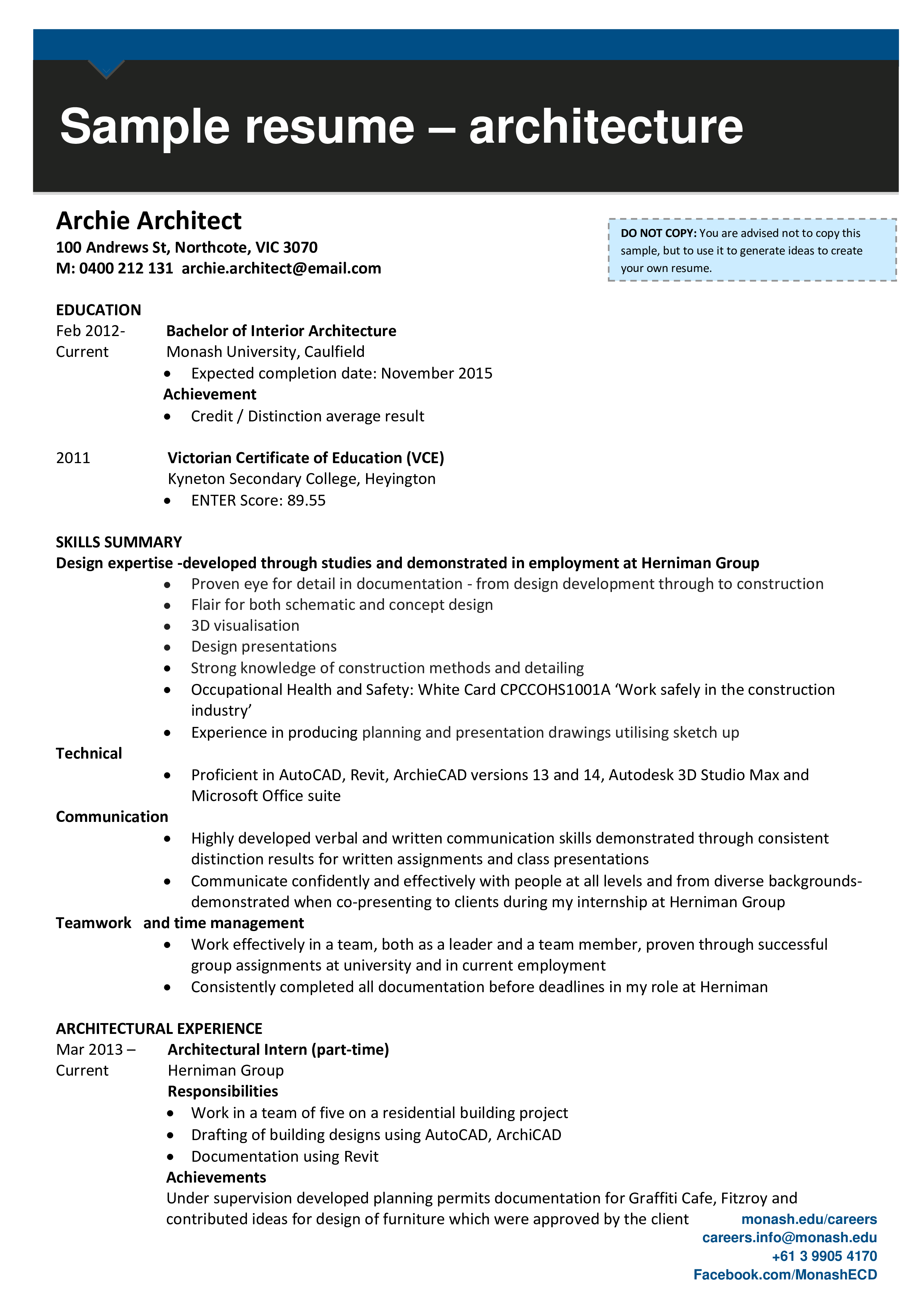 architecture internship voorbeeld afbeelding 