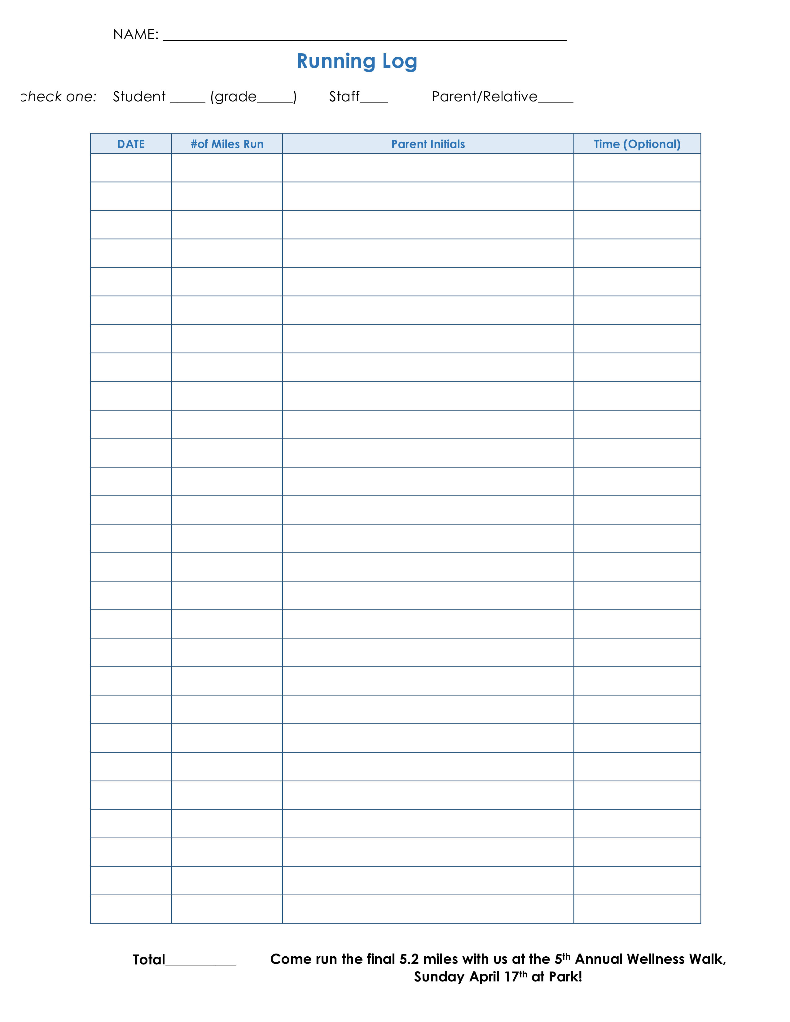 running log template