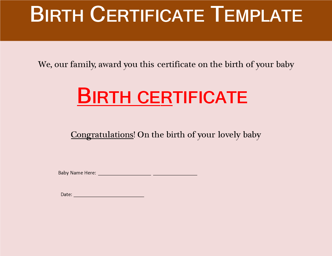 免费Birth Certificate  样本文件在allbusinesstemplates.com Intended For Birth Certificate Fake Template