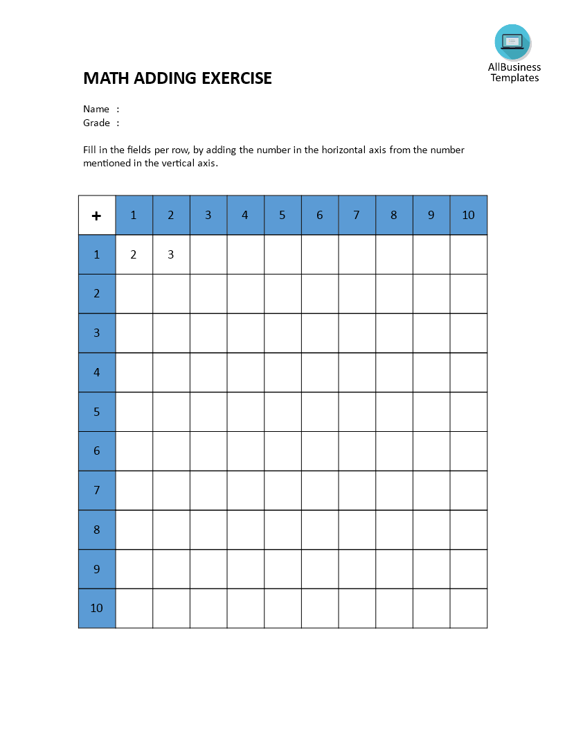 math adding worksheet Hauptschablonenbild