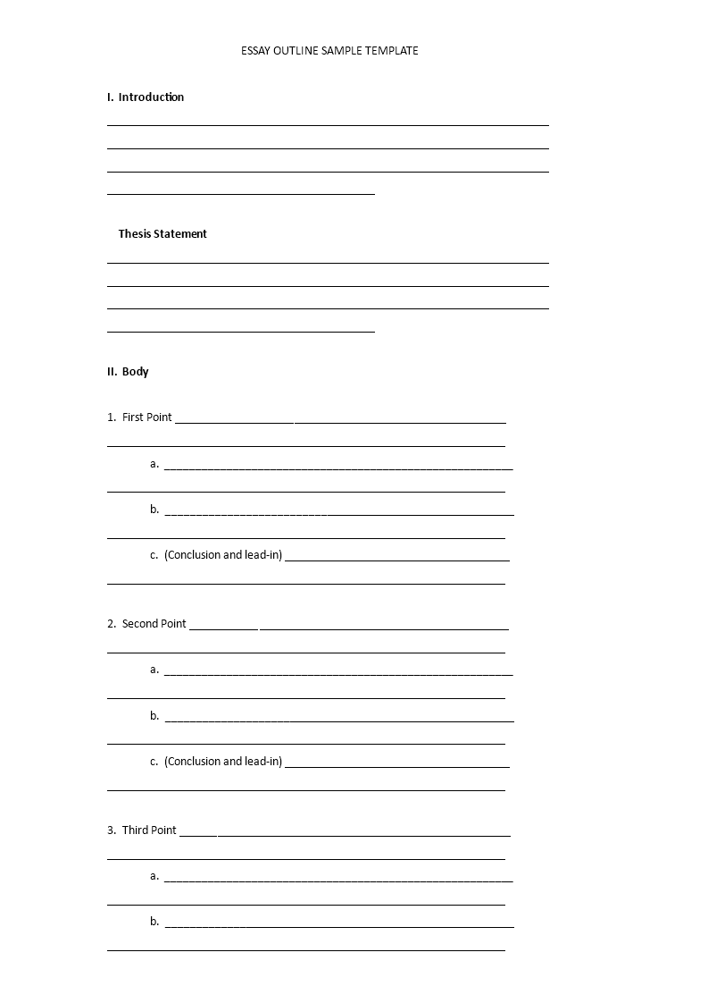 Essay Outline sample | Templates at allbusinesstemplates.com