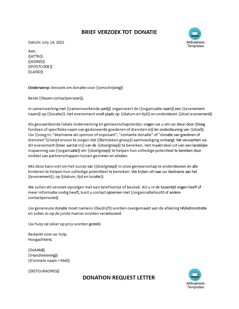 Bedankbrief voor Bedrijfssponsoring Gratis