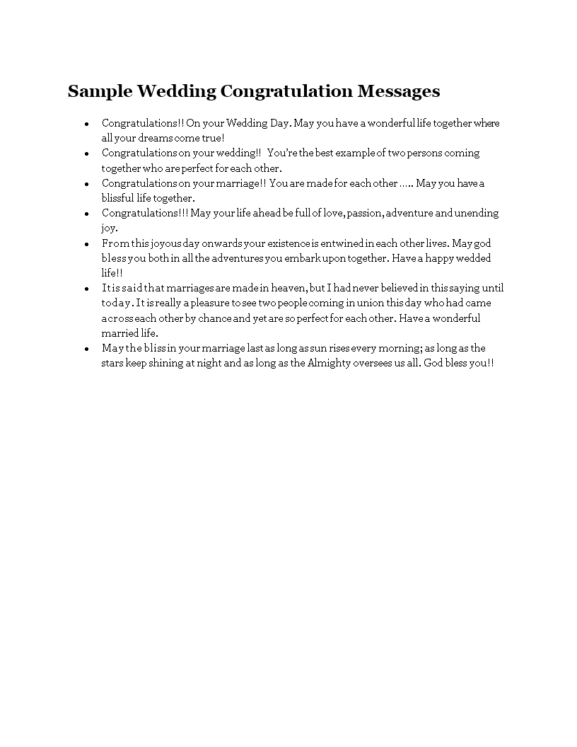 Sample Wedding Congratulation Messages main image