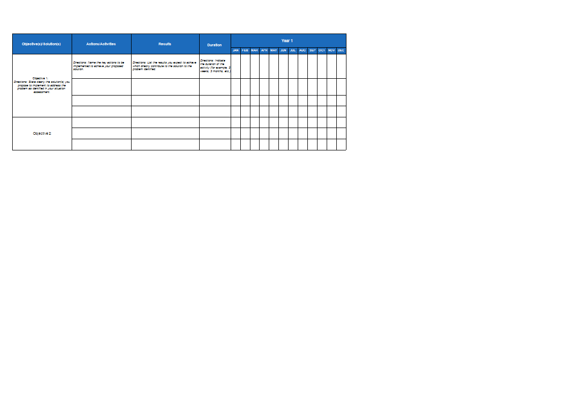 Annual work plan sheet 模板