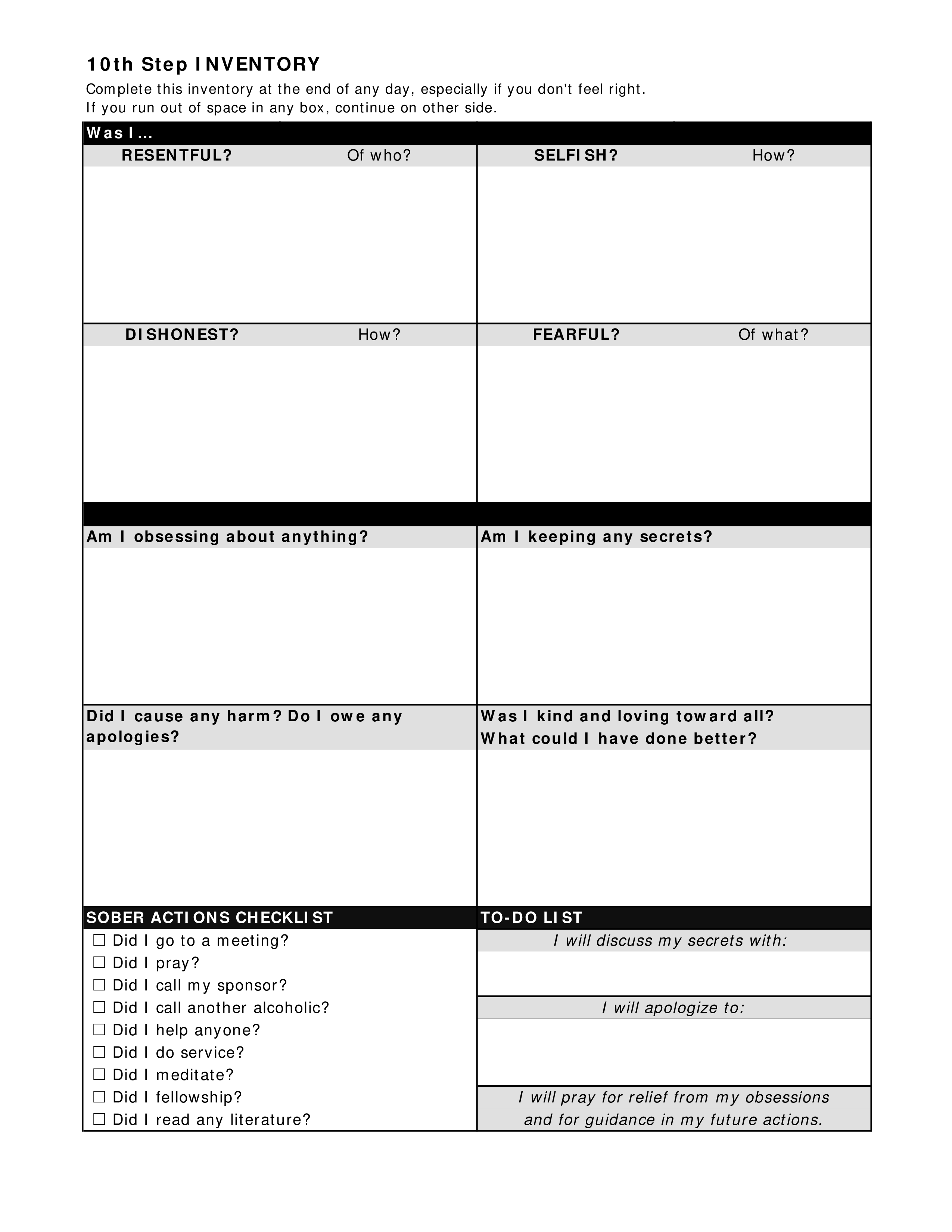 daily personal feelings inventory voorbeeld afbeelding 