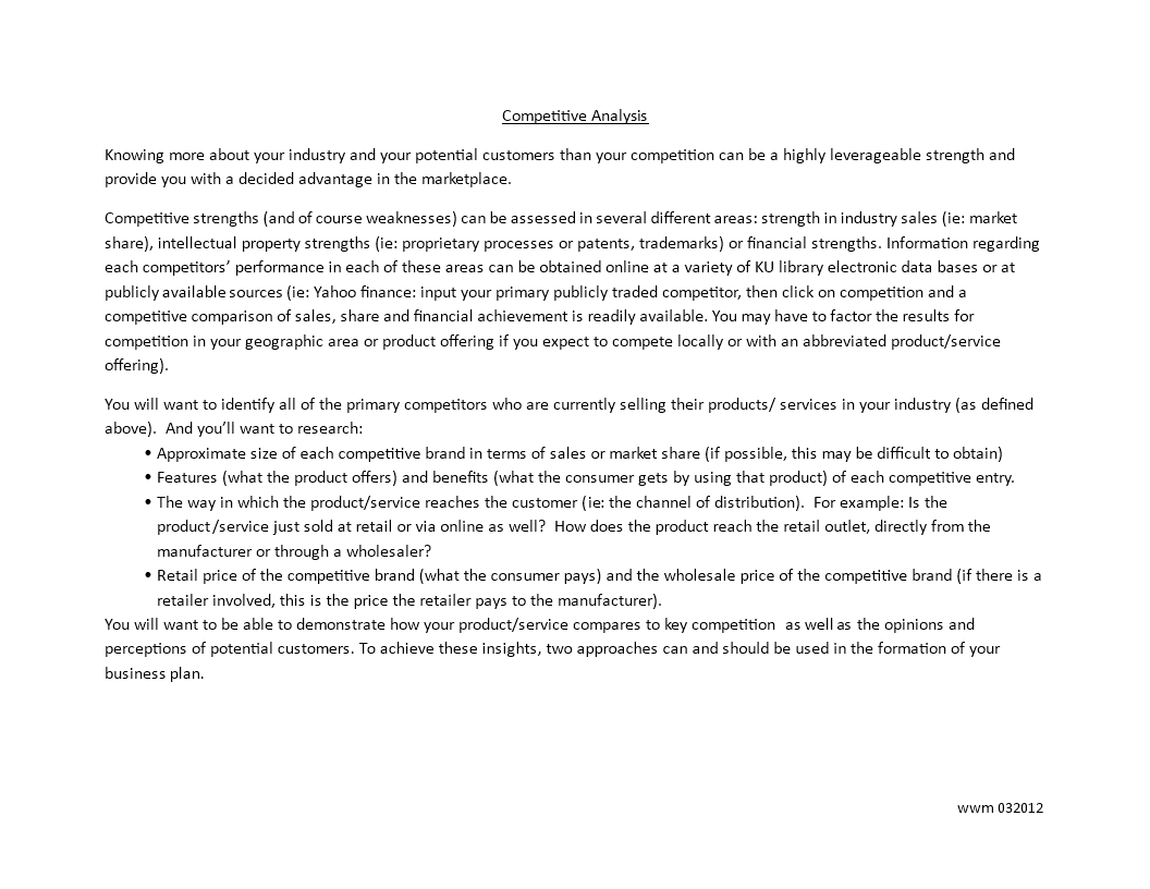 competitive analysis in word Hauptschablonenbild