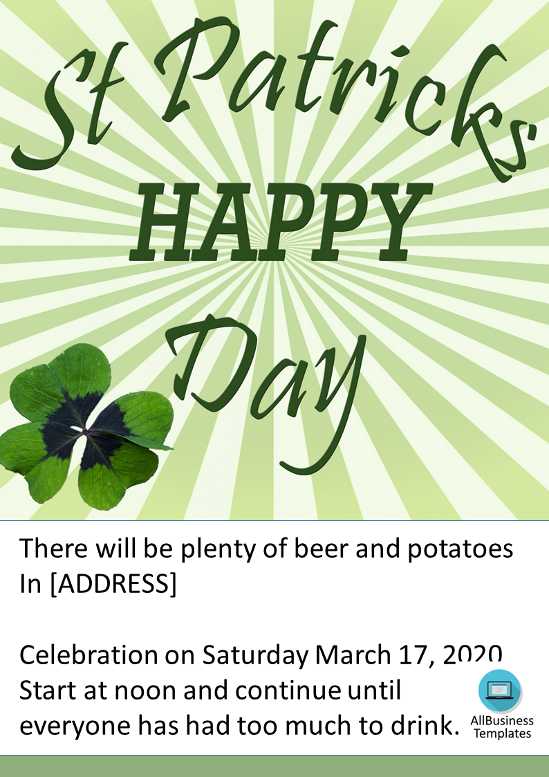 saint patrick's day invitations voorbeeld afbeelding 