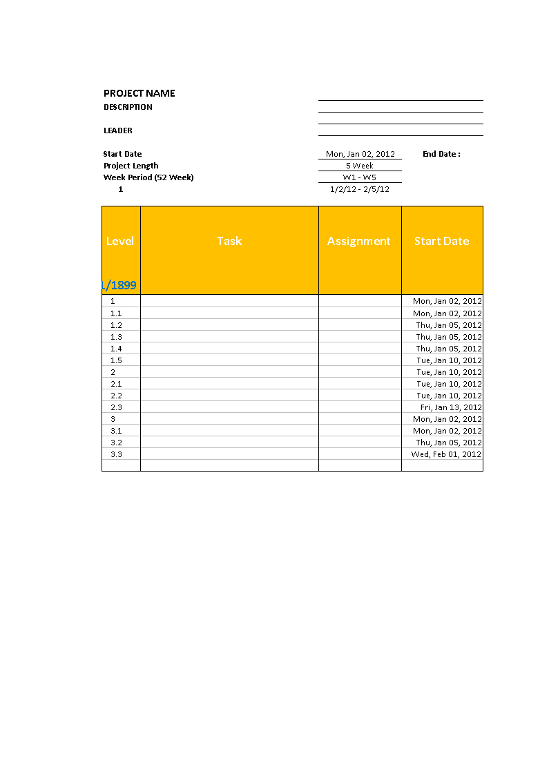 gantt chart planning template Hauptschablonenbild