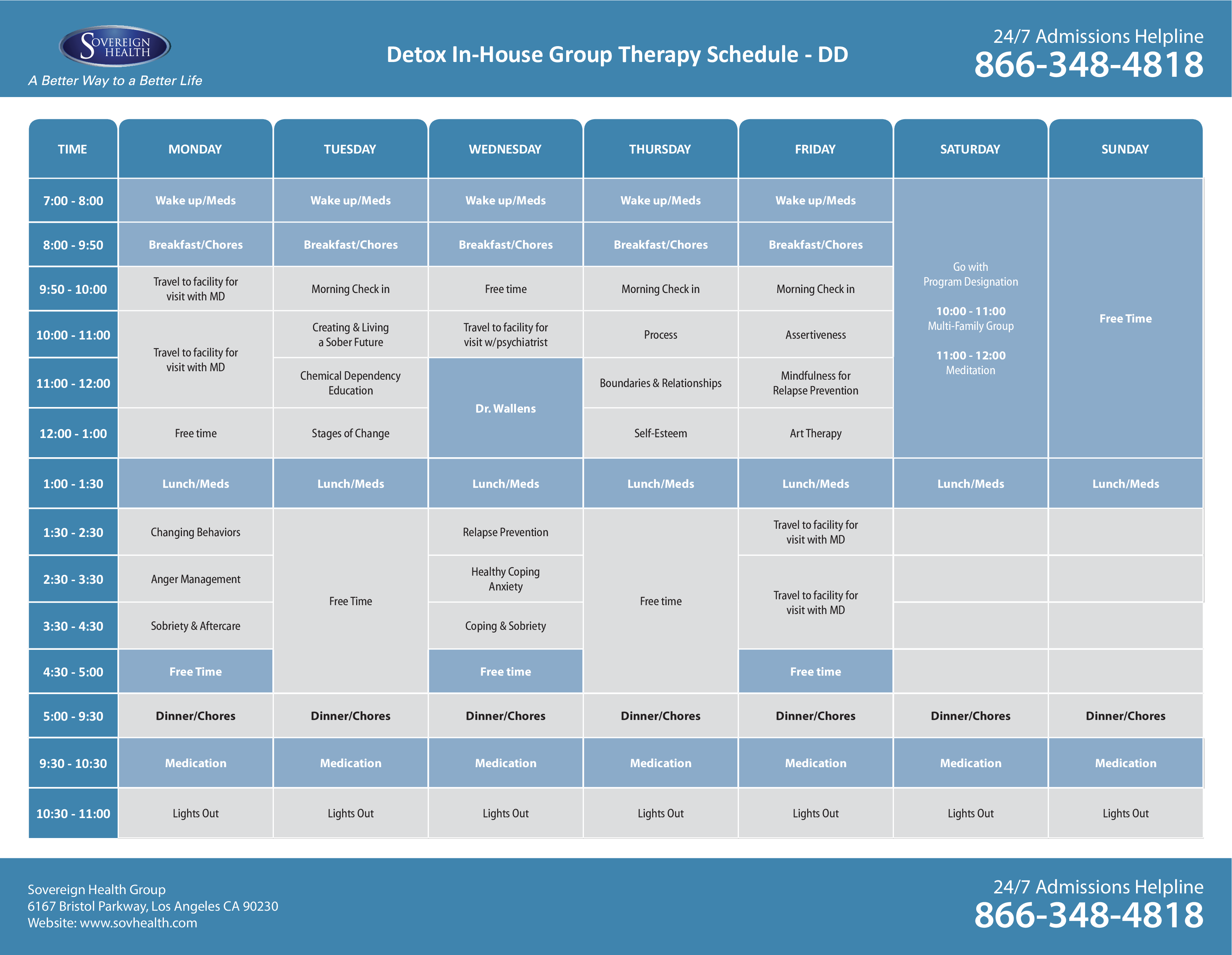 In House Group Therapy Schedule main image