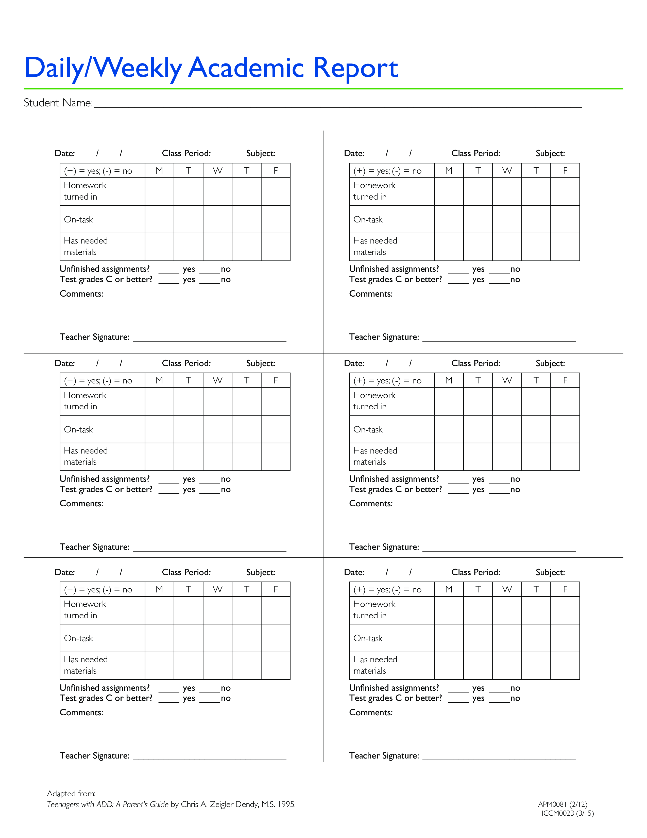 academic calendar weekly template