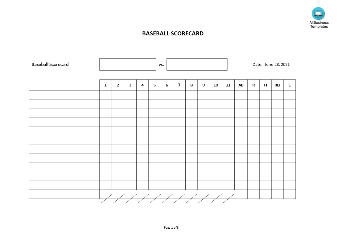 Baseball Scorecard 模板