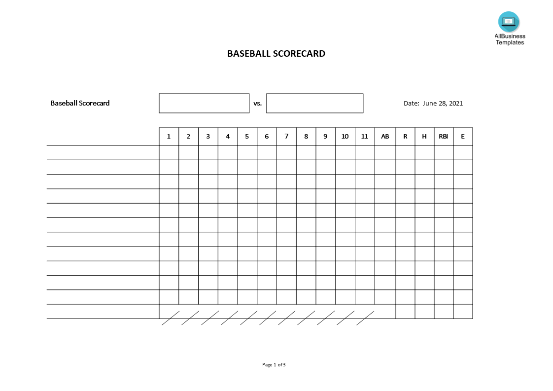 baseball scorecard modèles