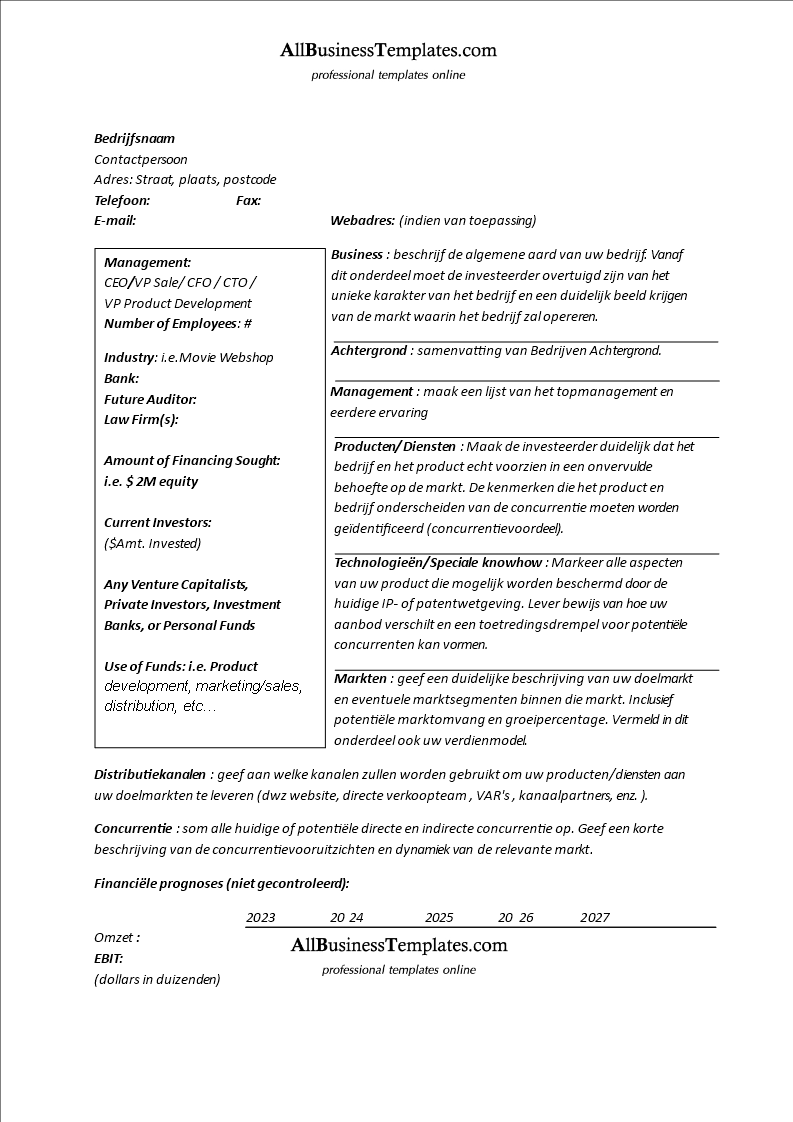 Management samenvatting template 模板