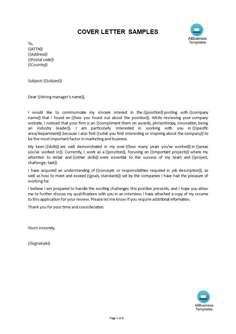 Gratis Free Cover Letter Examples