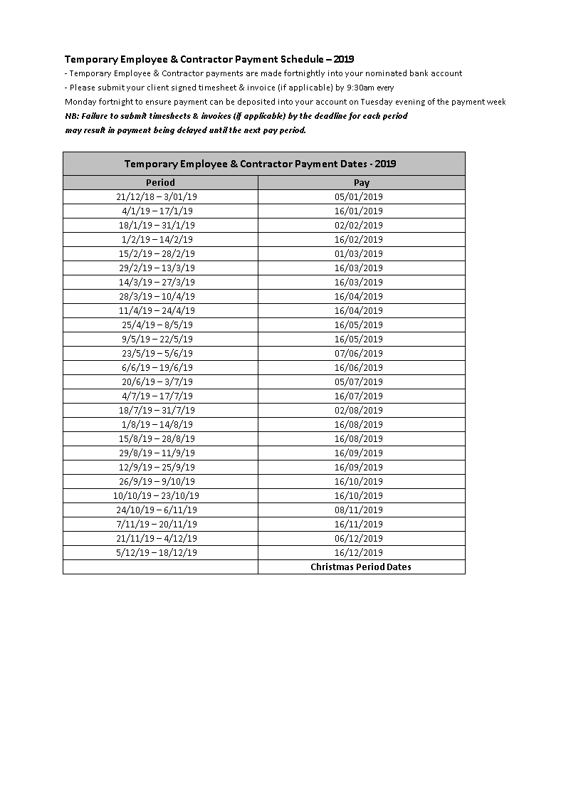 Payment Schedule Template main image