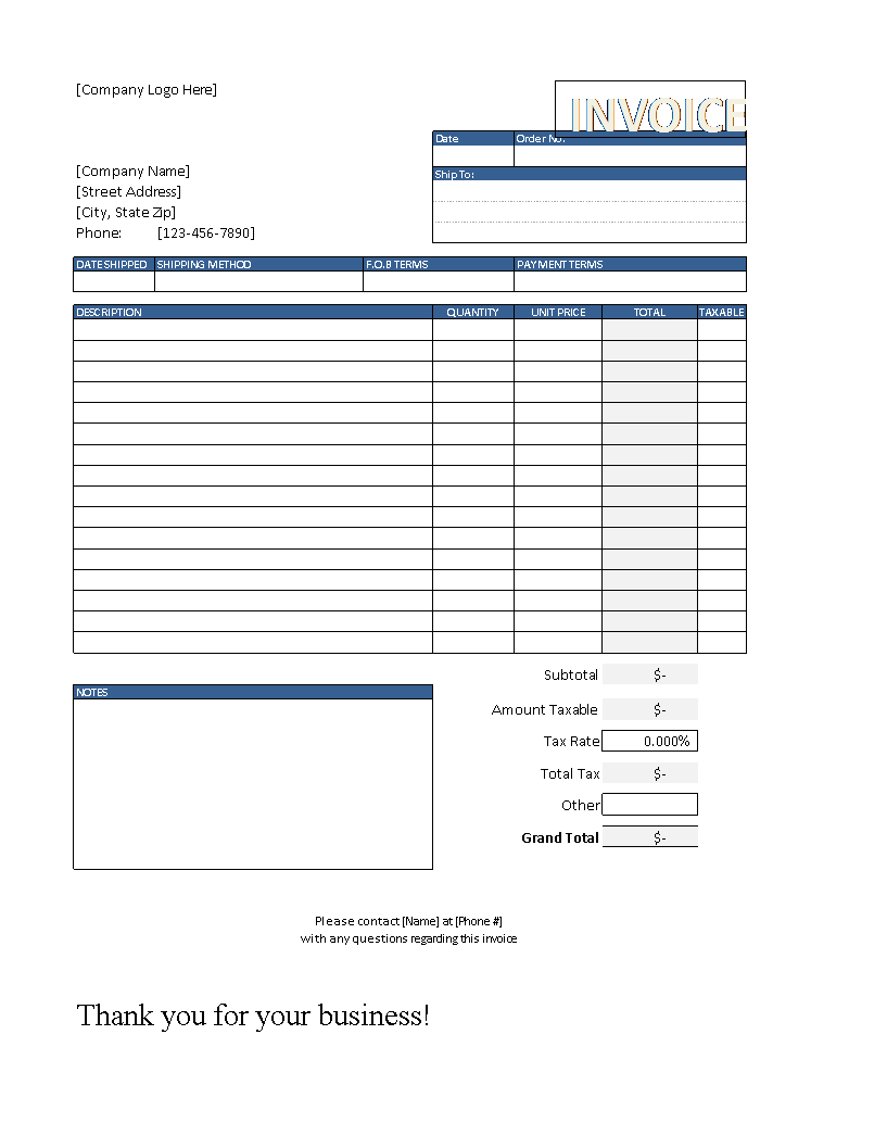 Kostenloses Excel Sales Invoice With Regard To Sales Notes Template