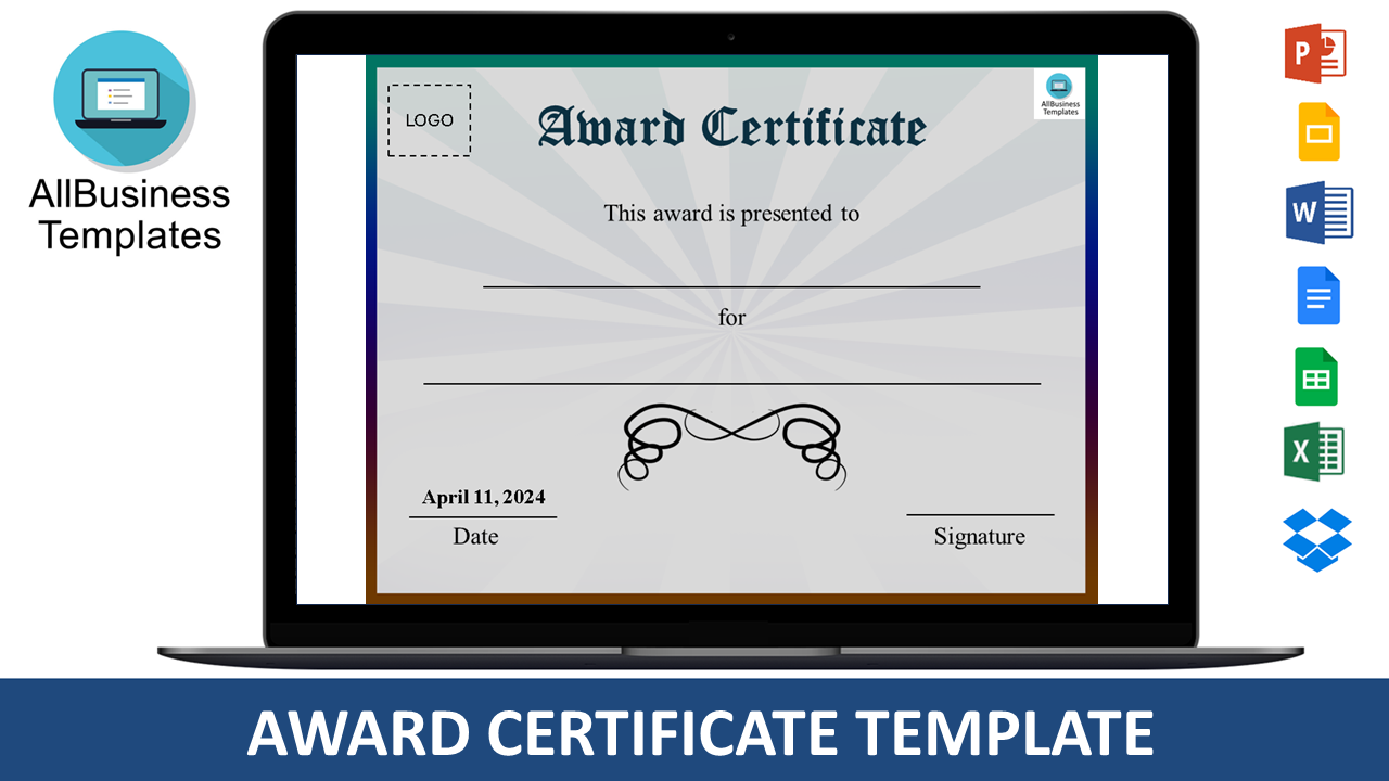 Award Certificate Template Free 模板