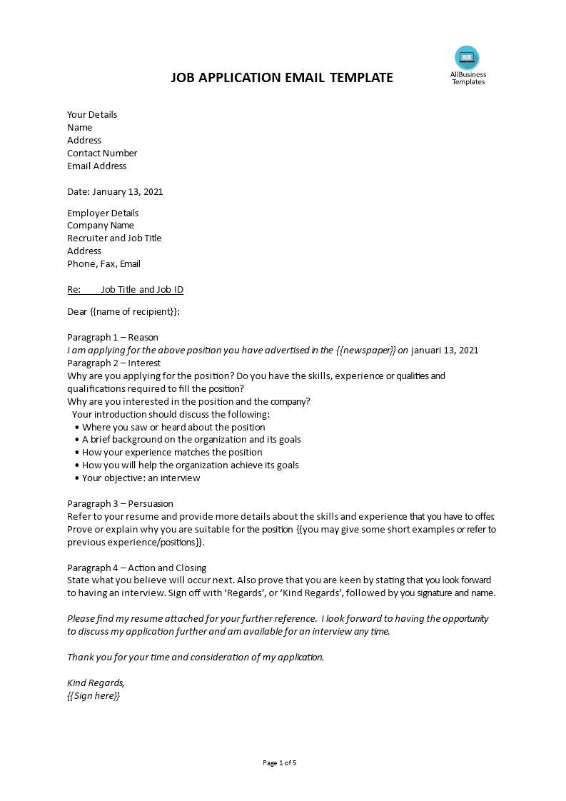 Application cover letter newspaper job vacancy | Templates ...