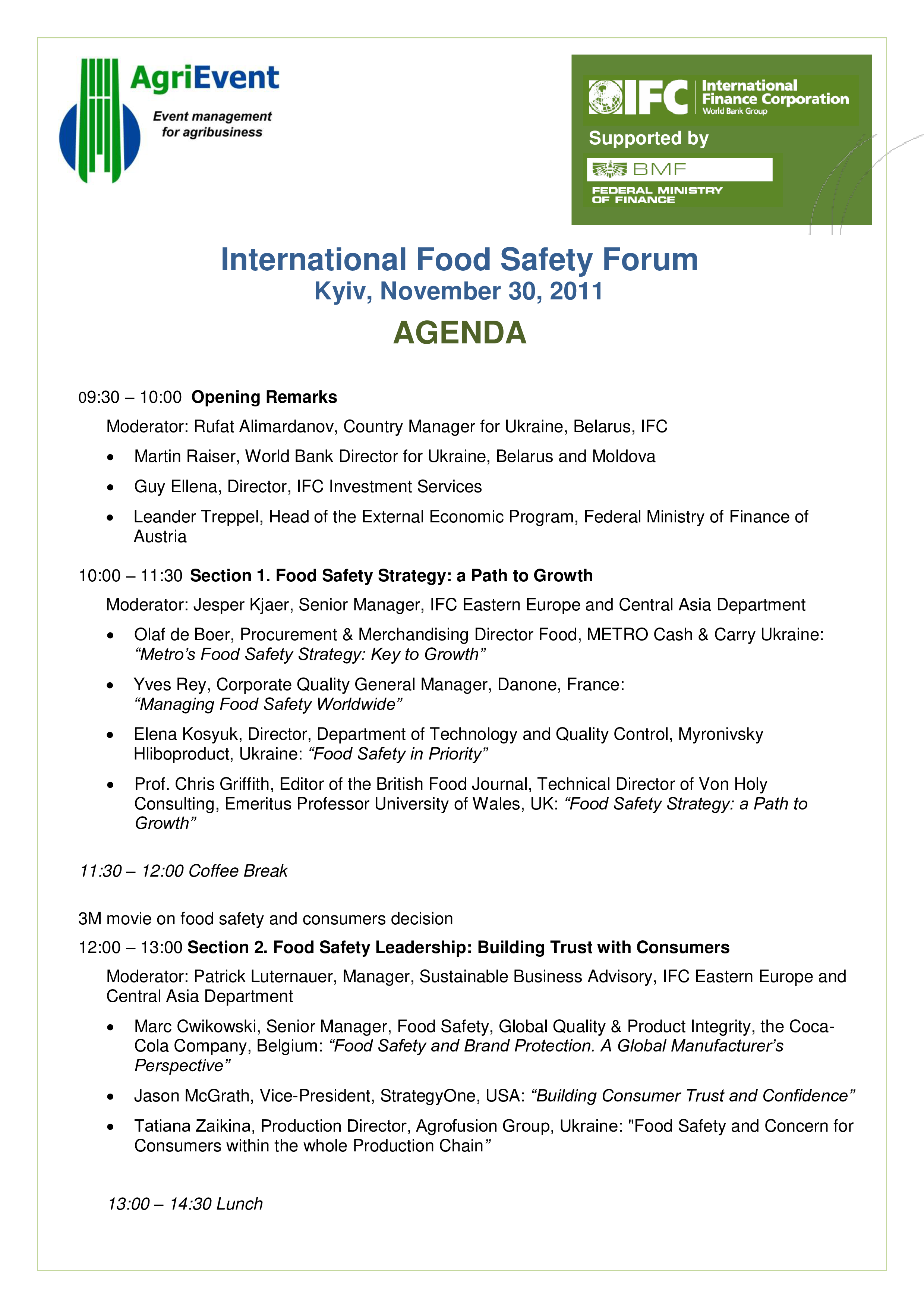 food safety agenda template