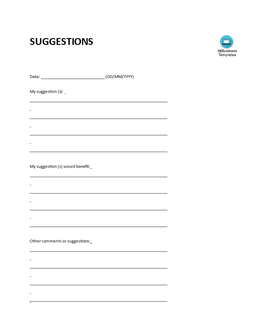 suggestion box template template