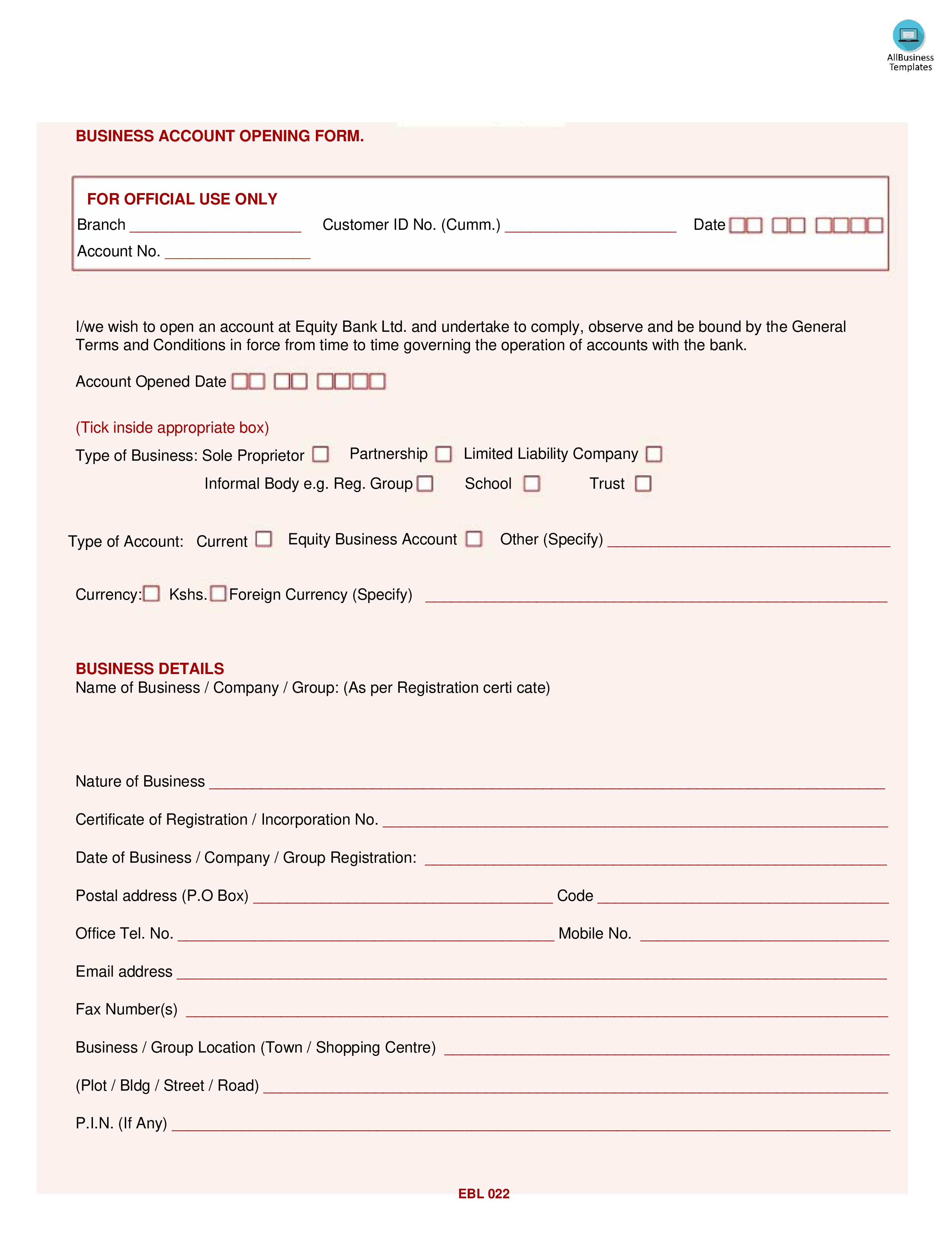 business account form plantilla imagen principal