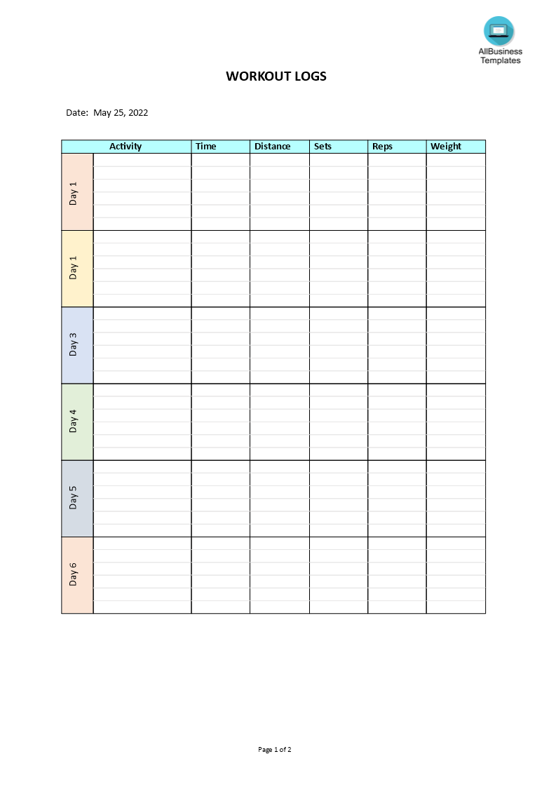 workout logs template