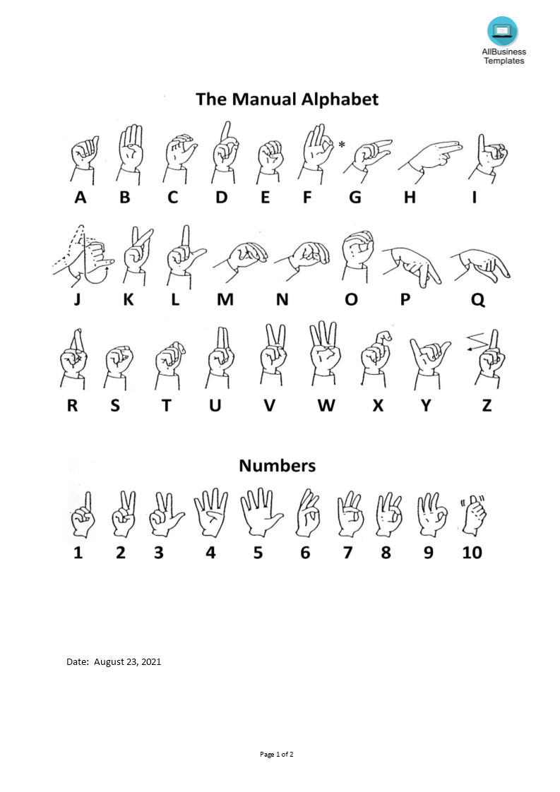 Sign Language Alphabet Chart 模板