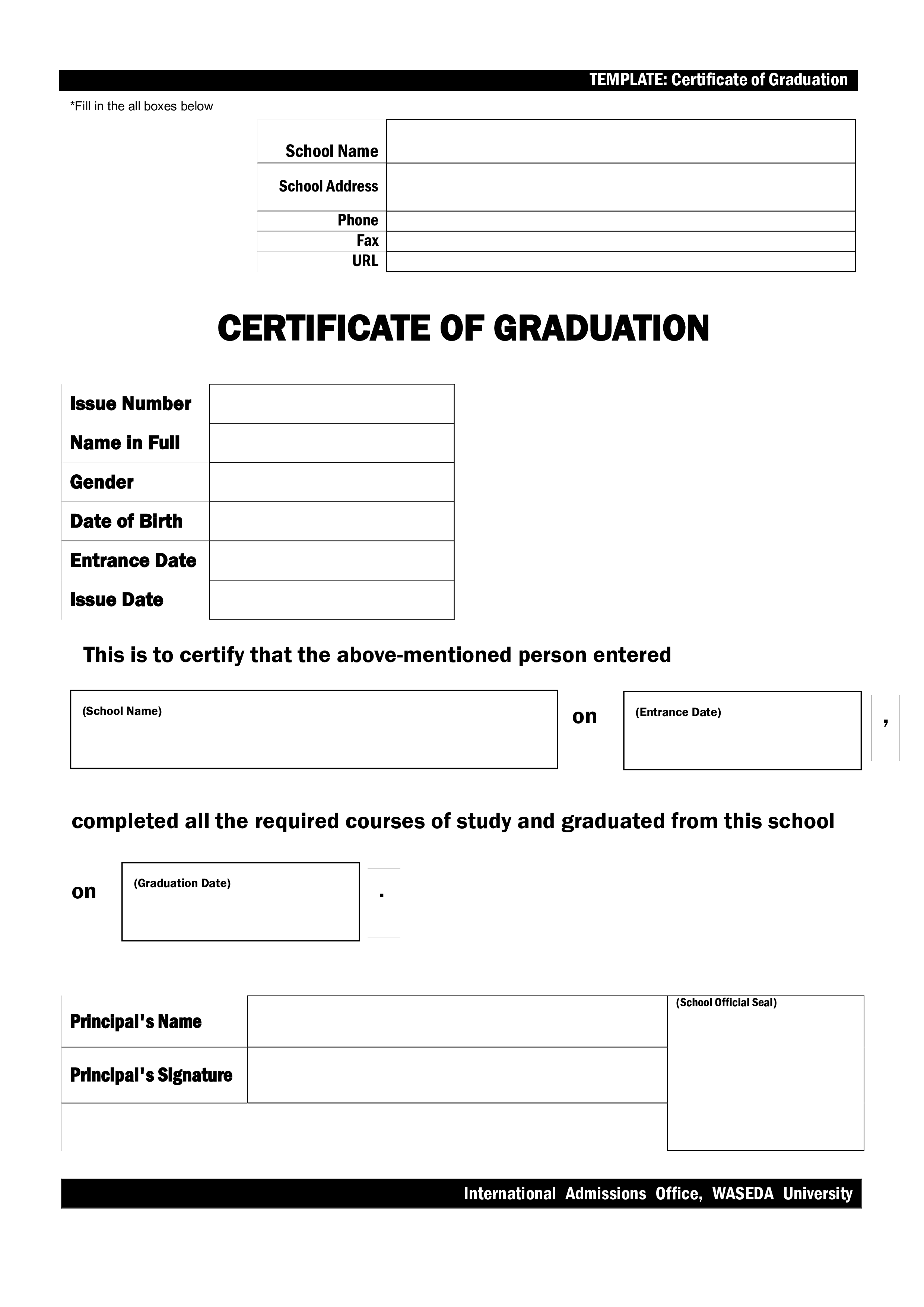 Kostenloses Blank Graduation Certificate Sample Pertaining To Leaving Certificate Template