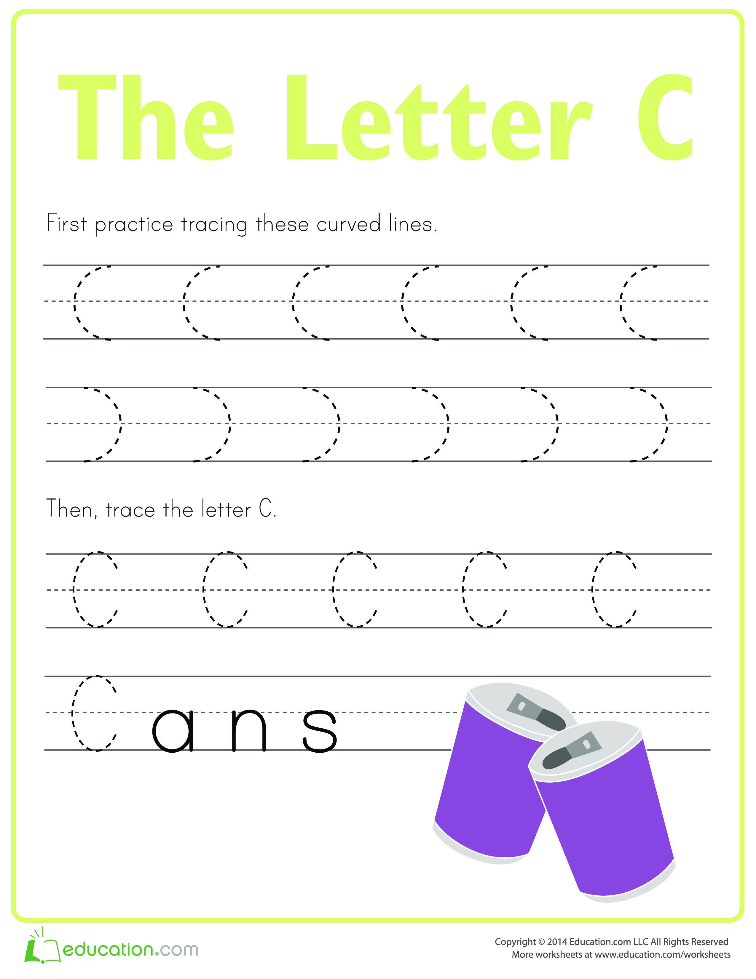 practice to write letter c template