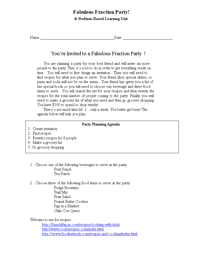 party planning agenda template