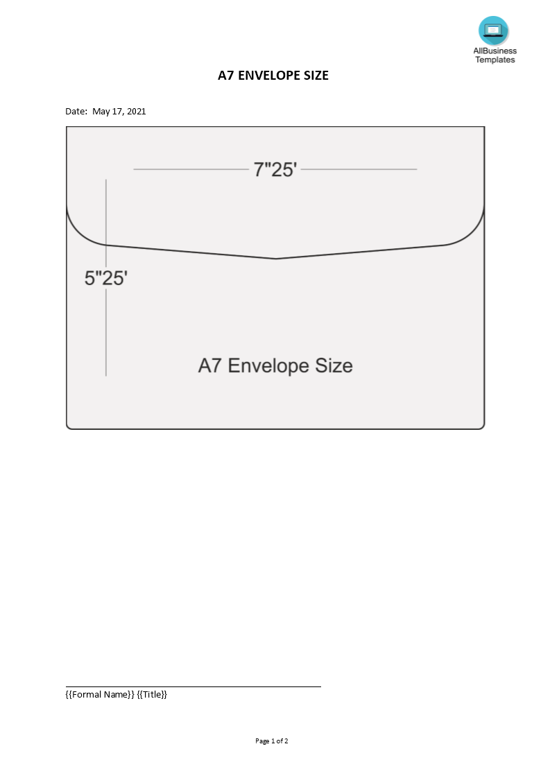 a7 envelope template modèles