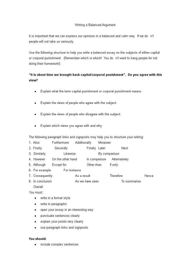 layout of an argumentative essay