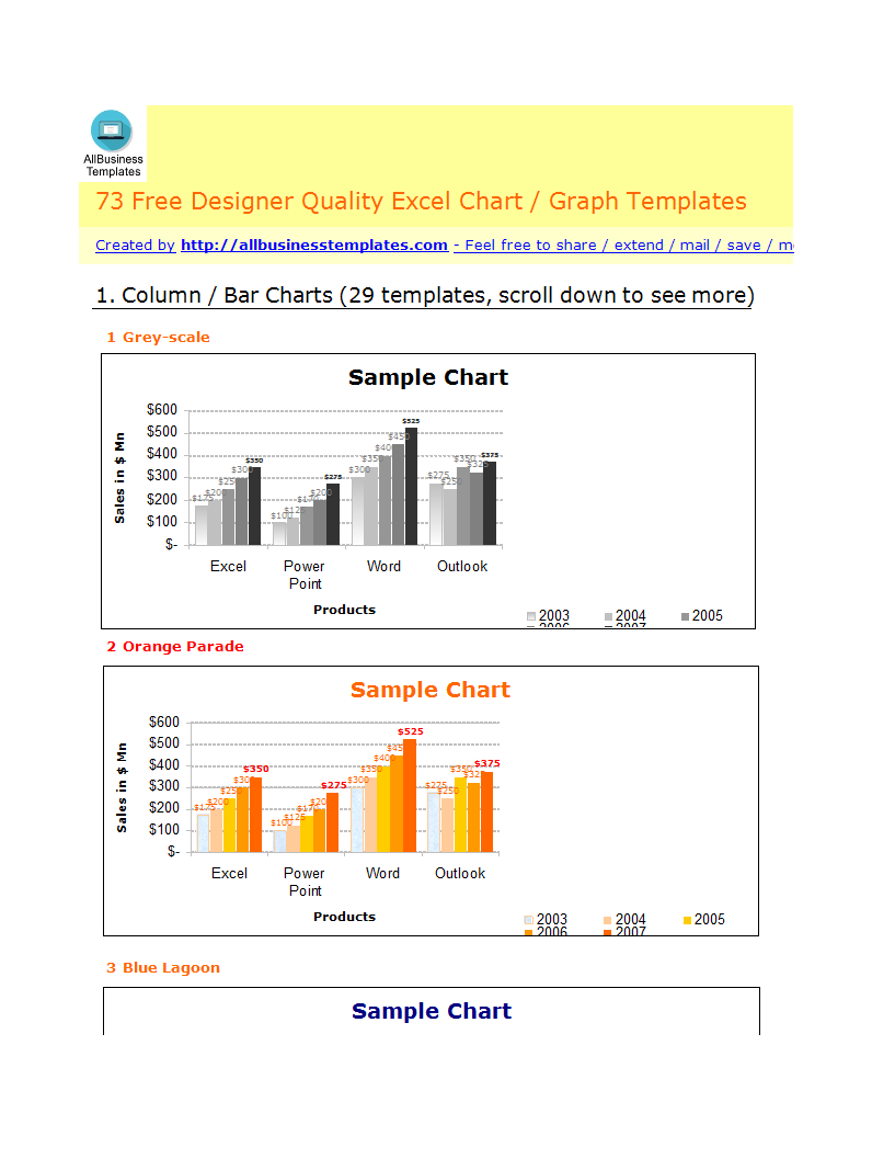 Attractive Excel Design Chart Templates 模板