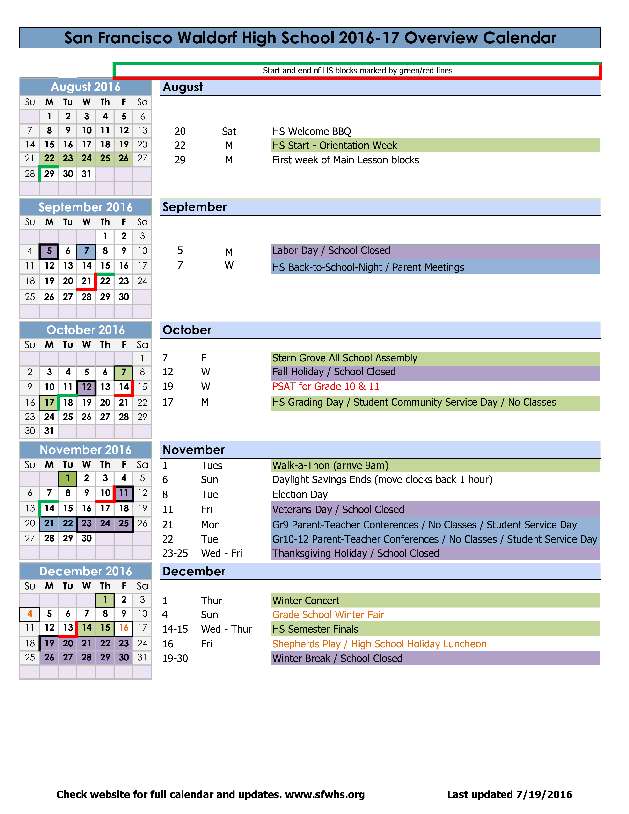 school project calendar modèles