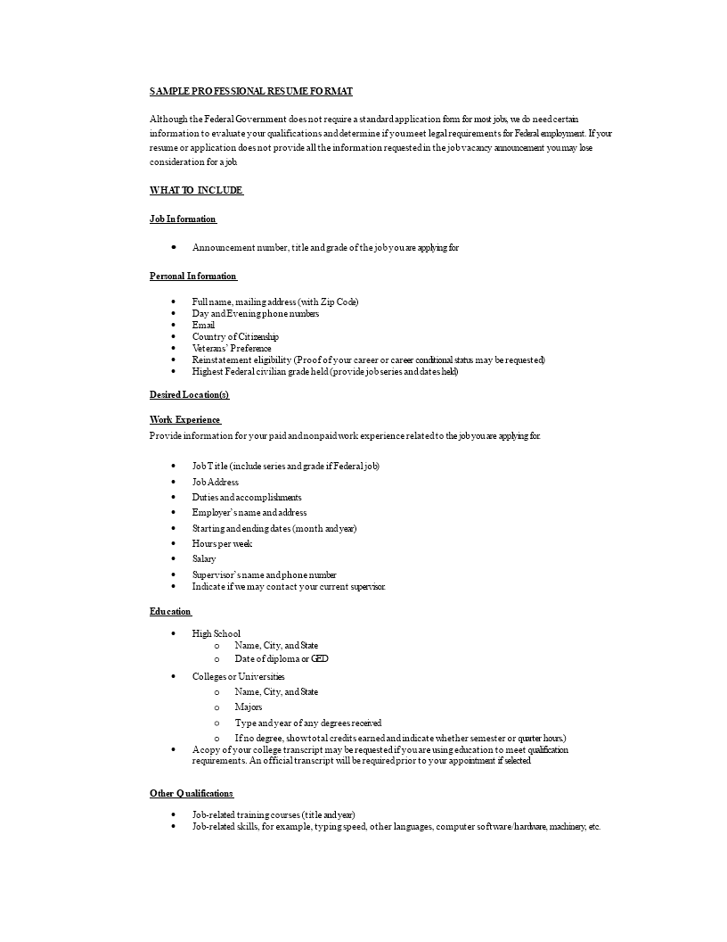 resume tutorial for government applications template