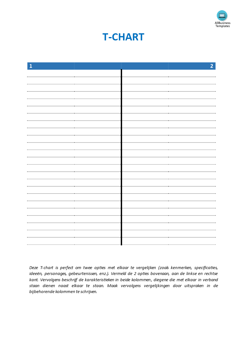 t-chart voorbeeld afbeelding 