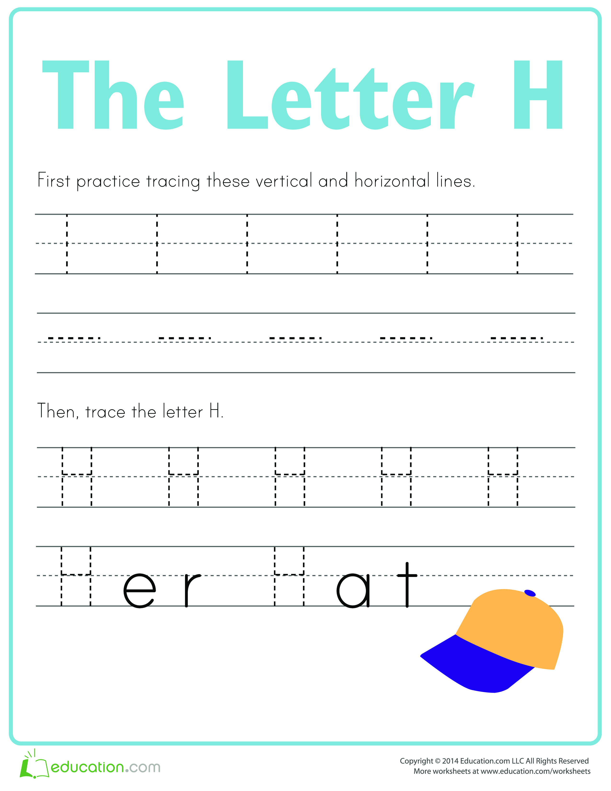 learn to write letter h voorbeeld afbeelding 